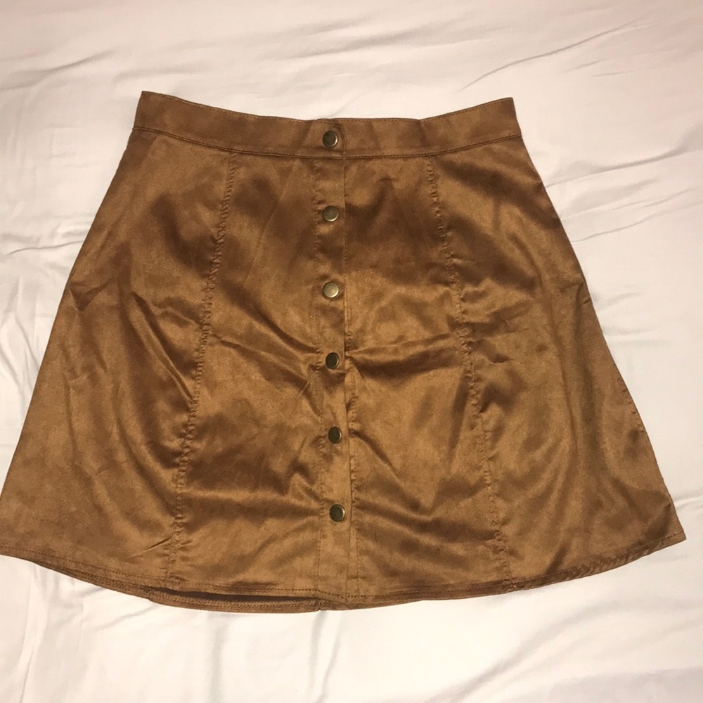 High waisted suede skirt
